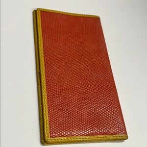 Neiman Marcus Pebble Croc Embossed Leather Long Bifold Checkbook Cover Wallet